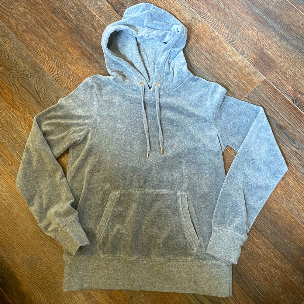 H&M gray velour hoodie sweatshirt